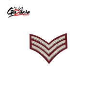 3 Stripe Chevrons Badge Silver Bullion on Red