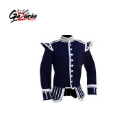 Navy Blue Highland Doublet Silver Piping