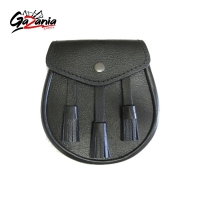 Eather day sporran has a Celtic knot work design and studs