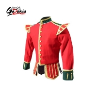 Red Scottish Doublet Gold Piping Buttons