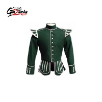 Dark Green Highland Doublet Silver Piping