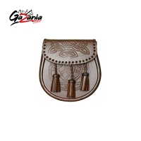Brown Celtic Sporran Embossed flap and body with a Celtic design