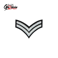 2 Stripe Chevrons Badge Silver Bullion on Black