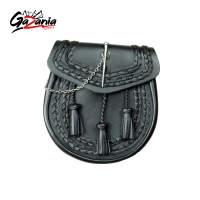 Black Piper Sporran Three Tassels Chain Straps included.